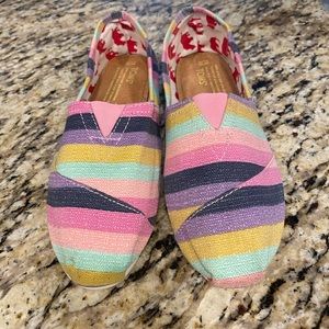 TOMS Rainbow Multi Stripe Espadrilles size 10 EUC